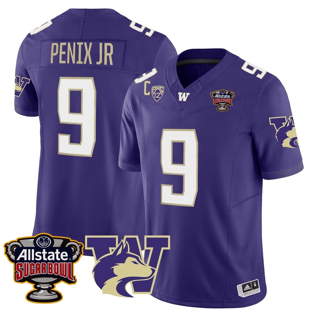 Michael Penix Jr Jersey #9 Washington Huskies Sugar Bowl Patch Football Stitched 1 Michael Penix Jr Jersey #9 Washington Huskies Sugar Bowl Patch Football Stitched