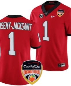 Marcus Rosemy Jacksaint Jersey #1 Georgia Bulldogs Orange Bowl Patch 2023 College Football Red
