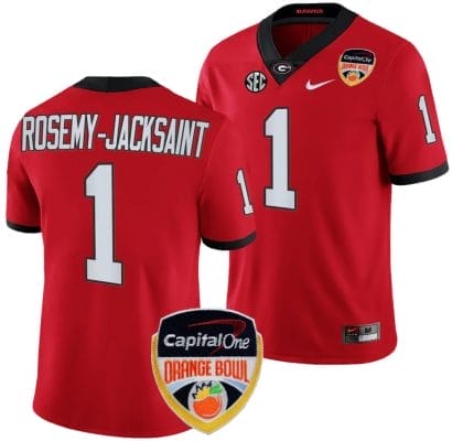 Marcus Rosemy Jacksaint Jersey #1 Georgia Bulldogs Orange Bowl Patch 2023 College Football Red