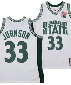 Magic Johnson Jersey #33 Michigan State Spartans 125th Basketball Anniversary 1999 Throwback White