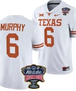 Maalik Murphy Jersey #6 Texas Longhorns Allstate Sugar Bowl Patch 2024 College Football White