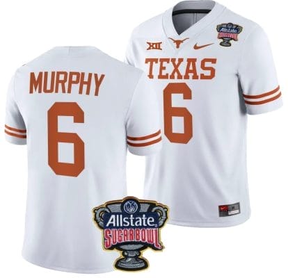 Maalik Murphy Jersey #6 Texas Longhorns Allstate Sugar Bowl Patch 2024 College Football White 8 Maalik Murphy Jersey #6 Texas Longhorns Allstate Sugar Bowl Patch 2024 College Football White