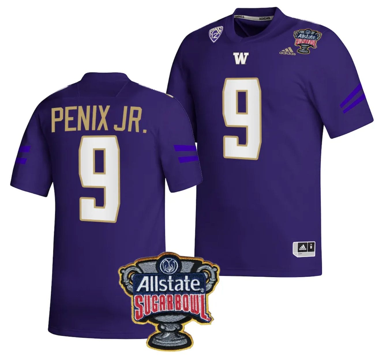 Michael Penix Jr Jersey #9 Washington Huskies Allstate Sugar Bowl Patch 2024 College Football Purple 1 Michael Penix Jr Jersey #9 Washington Huskies Allstate Sugar Bowl Patch 2024 College Football Purple