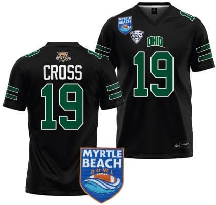 Miles Cross Jersey #19 Ohio Bobcats 2023 Myrtle Beach Bowl Patch College Football Black 8 Miles Cross Jersey #19 Ohio Bobcats 2023 Myrtle Beach Bowl Patch College Football Black