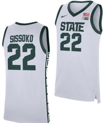 Mady Sissoko Jersey #22 Michigan State Spartans Replica Basketball 2023-24 White 8 Mady Sissoko Jersey #22 Michigan State Spartans Replica Basketball 2023-24 White