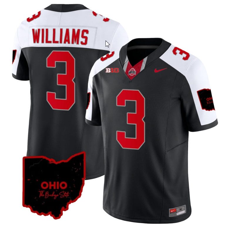 Miyan Williams Jersey #3 Ohio State Buckeyes College Football Stitched Vapor Limited Ohio Patch Black Alternate 1 Miyan Williams Jersey #3 Ohio State Buckeyes College Football Stitched Vapor Limited Ohio Patch Black Alternate