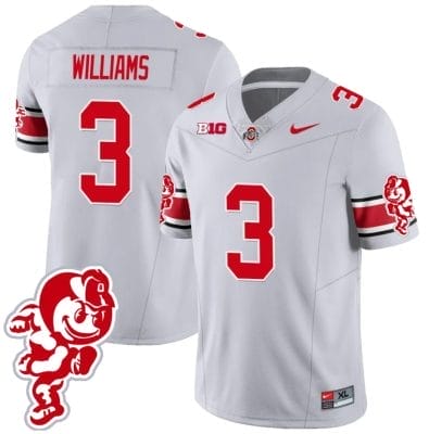 Miyan Williams Jersey #3 Ohio State Buckeyes Football 2023 Stitched Brutus Buckeye Patch Gray 8 Miyan Williams Jersey #3 Ohio State Buckeyes Football 2023 Stitched Brutus Buckeye Patch Gray