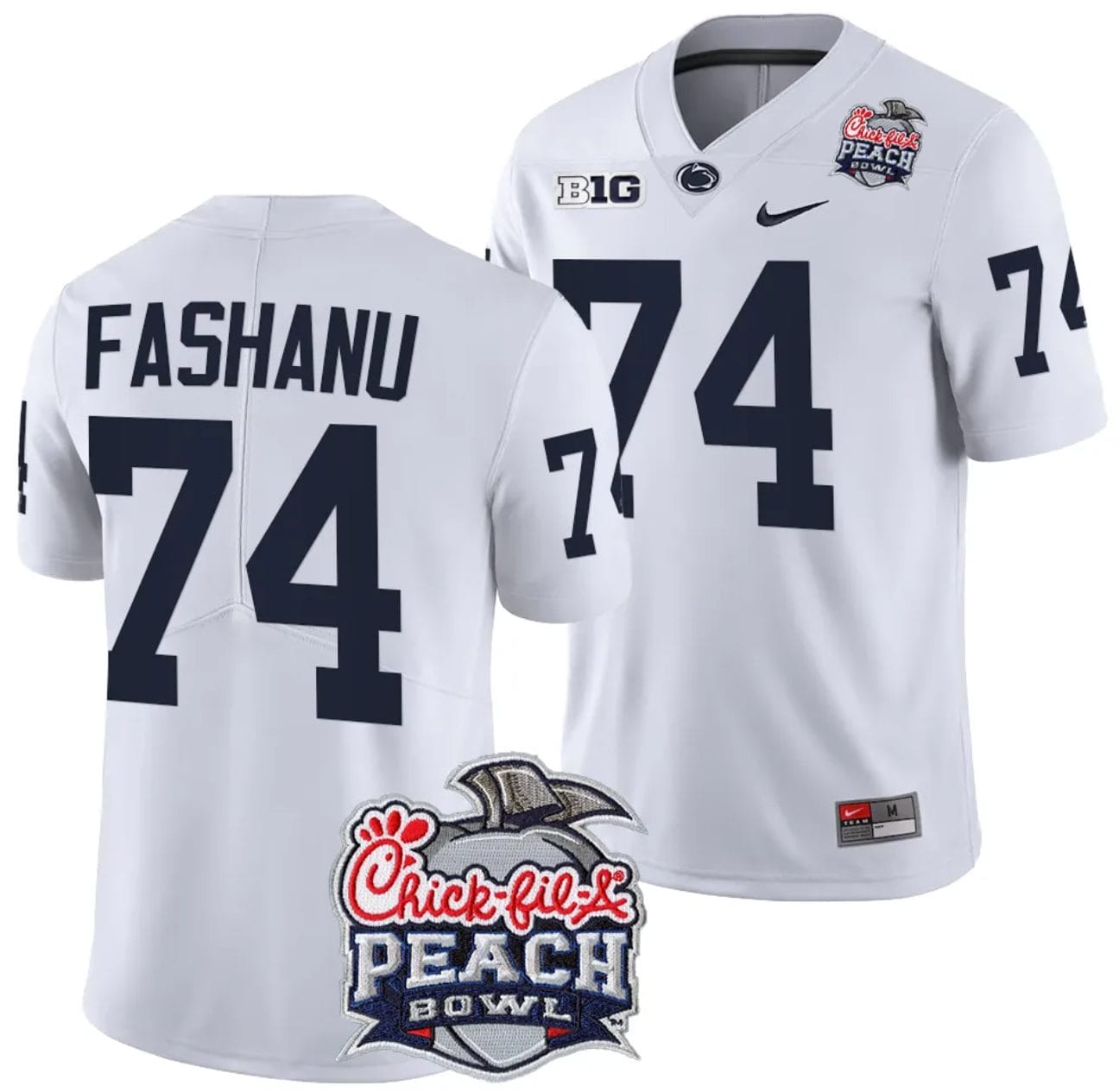 Olu Fashanu Jersey #74 Penn State Peach Bowl Patch 2024 College Football White 1 Olu Fashanu Jersey #74 Penn State Peach Bowl Patch 2024 College Football White