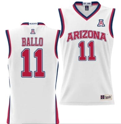 Oumar Ballo Jersey #11 Arizona Wildcats NIL College Basketball Lightweight White