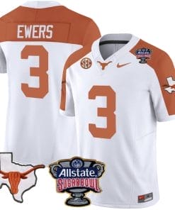 Quinn Ewers Jersey #3 Texas Longhorns Sugar Bowl Patch Vapor Football Inverted