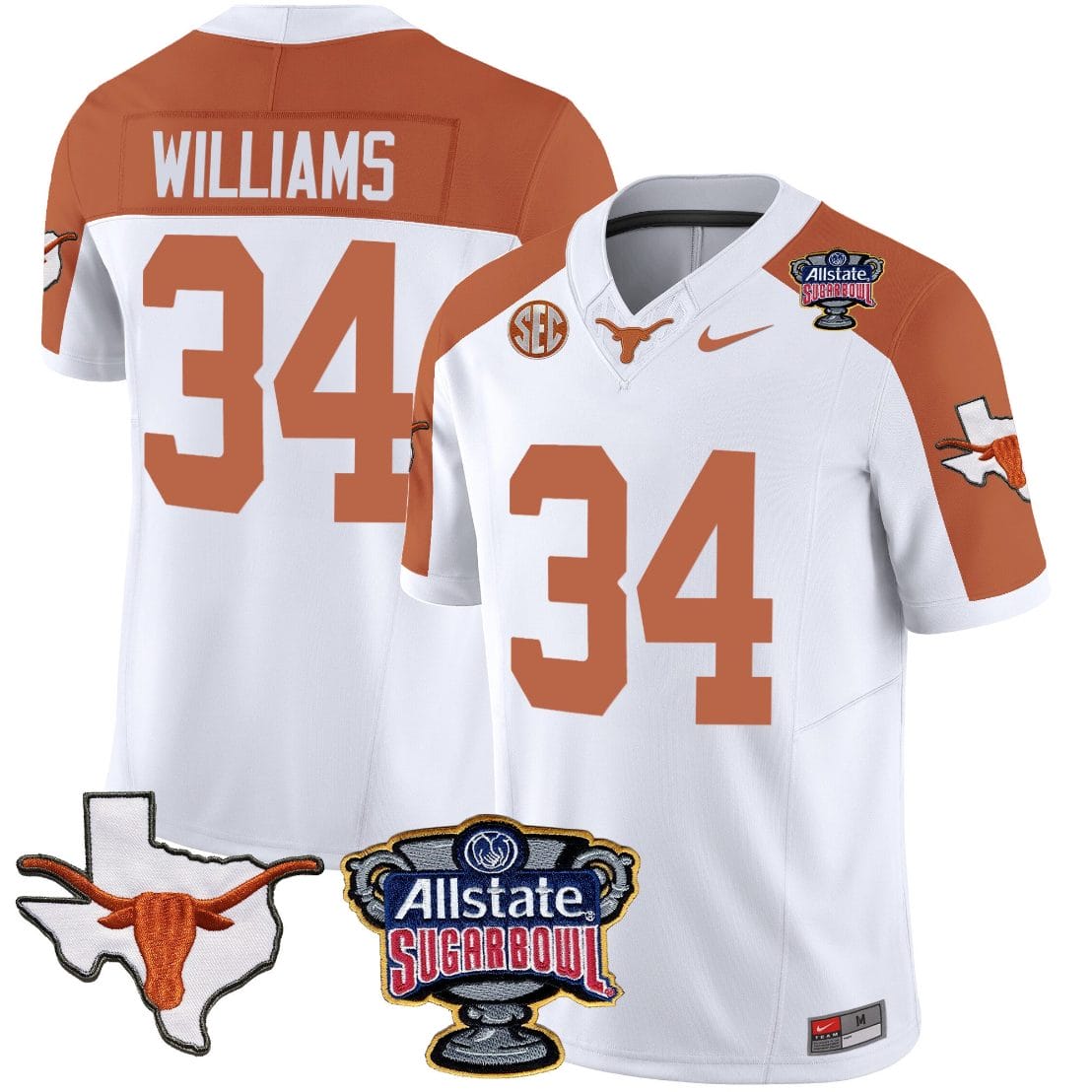 Ricky Williams Jersey #34 Texas Longhorns Sugar Bowl Patch Vapor Football Inverted 1 Ricky Williams Jersey #34 Texas Longhorns Sugar Bowl Patch Vapor Football Inverted