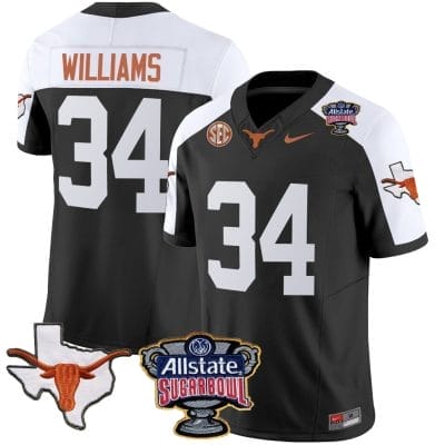 Ricky Williams Jersey #34 Texas Longhorns Sugar Bowl Patch Vapor Football Black Alternate 8 Ricky Williams Jersey #34 Texas Longhorns Sugar Bowl Patch Vapor Football Black Alternate