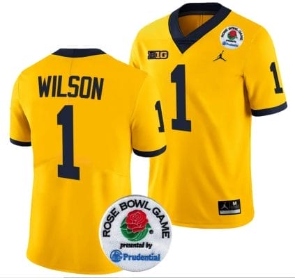Roman Wilson Jersey #1 Michigan Wolverines Rose Bowl Game 2024 Patch College Football Playoff Maize