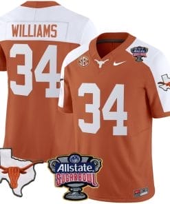 Ricky Williams Jersey #34 Texas Longhorns Sugar Bowl Patch Vapor Football Orange Alternate