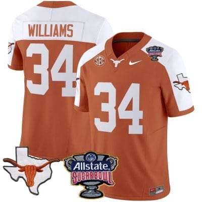 Ricky Williams Jersey #34 Texas Longhorns Sugar Bowl Patch Vapor Football Orange Alternate 8 Ricky Williams Jersey #34 Texas Longhorns Sugar Bowl Patch Vapor Football Orange Alternate