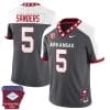 Raheim Sanders Jersey #5 Arkansas Razorback Football Arkansas State Patch White Alternate 6 Raheim Sanders Jersey #5 Arkansas Razorback Football Arkansas State Patch White Alternate