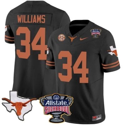 Ricky Williams Jersey #34 Texas Longhorns Sugar Bowl Patch Vapor Football Black 8 Ricky Williams Jersey #34 Texas Longhorns Sugar Bowl Patch Vapor Football Black