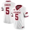 Raheim Sanders Jersey #5 Arkansas Razorback Football All Stitched White 7 Raheim Sanders Jersey #5 Arkansas Razorback Football All Stitched White