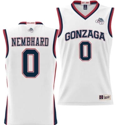 Ryan Nembhard Jersey #0 Gonzaga Bulldogs NIL College Basketball Lightweight White