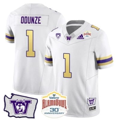 Rome Odunze Jersey #1 Washington Huskies Alamo Bowl Patch Football Husky Royalty