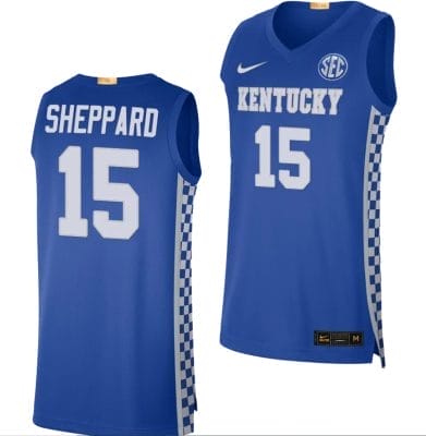 Reed Sheppard Jersey #15 Kentucky Wildcats Limited College Basketball Replica Blue