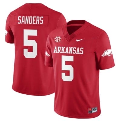 Raheim Sanders Jersey #5 Arkansas Razorback Football All Stitched Red 10 Raheim Sanders Jersey #5 Arkansas Razorback Football All Stitched Red