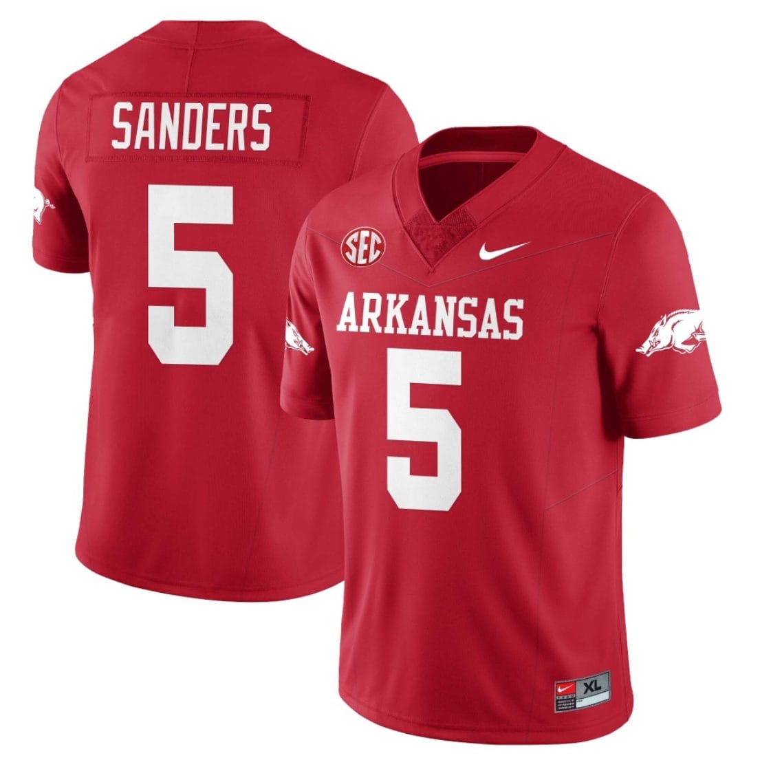Raheim Sanders Jersey #5 Arkansas Razorback Football All Stitched Red 1 Raheim Sanders Jersey #5 Arkansas Razorback Football All Stitched Red