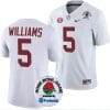 Roydell Williams Jersey #5 Alabama Crimson Tide Rose Bowl Game 2024 Patch College Football Playoff White
