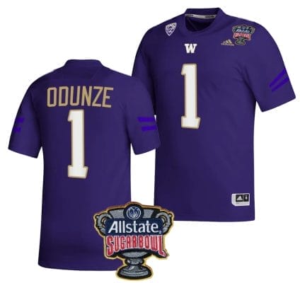 Rome Odunze Jersey #1 Washington Huskies Allstate Sugar Bowl Patch 2024 College Football Purple