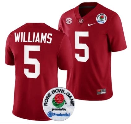 Roydell Williams Jersey #5 Alabama Crimson Tide Rose Bowl Game 2024 Patch College Football Playoff Crimson 8 Roydell Williams Jersey #5 Alabama Crimson Tide Rose Bowl Game 2024 Patch College Football Playoff Crimson