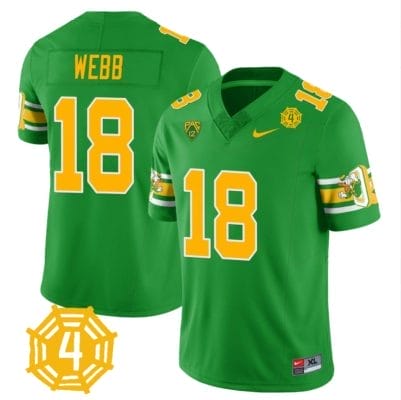 Spencer Webb Jersey #18 Oregon Ducks Honor Spencer Webb Patch Football Green