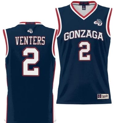 Steele Venters Jersey #2 Gonzaga Bulldogs NIL College Basketball Lightweight Black