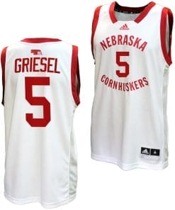 Sam Griesel Jersey #5 Nebraska Cornhuskers Basketball Home Uniform 2023-24 White