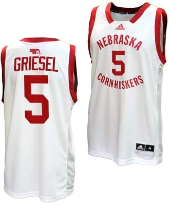 Sam Griesel Jersey #5 Nebraska Cornhuskers Basketball Home Uniform 2023-24 White