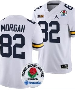 Semaj Morgan Jersey #82 Michigan Wolverines Rose Bowl Game 2024 Patch College Football Playoff White
