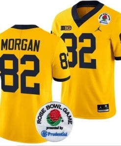 Semaj Morgan Jersey #82 Michigan Wolverines Rose Bowl Game 2024 Patch College Football Playoff Maize
