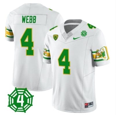 Spencer Webb Jersey #4 Oregon Ducks Honor Spencer Webb Patch Football White