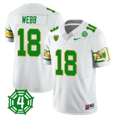 Spencer Webb Jersey #18 Oregon Ducks Honor Spencer Webb Patch Football White