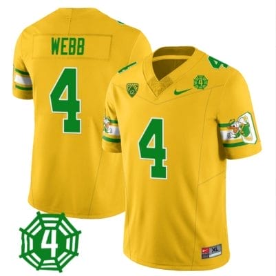 Spencer Webb Jersey #4 Oregon Ducks Honor Spencer Webb Patch Football Yellow