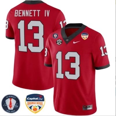 Stetson Bennett Jersey #13 Georgia Bulldogs Orange Bowl Patch Football Stitched Red 8 Stetson Bennett Jersey #13 Georgia Bulldogs Orange Bowl Patch Football Stitched Red