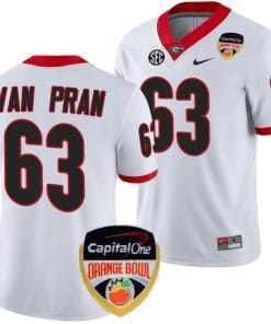 Sedrick Van Pran Jersey #63 Georgia Bulldogs Orange Bowl Patch 2023 College Football White