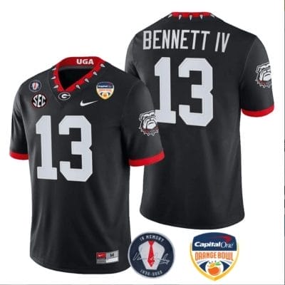 Stetson Bennett Jersey #13 Georgia Bulldogs Orange Bowl Patch Football Stitched Black