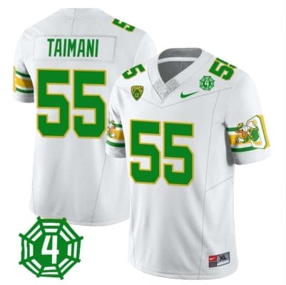 Sam Taimani Jersey #55 Oregon Ducks Honor Spencer Webb Patch Football White