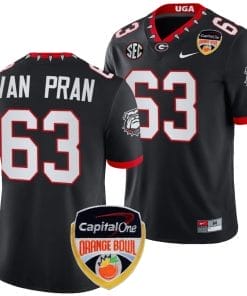 Sedrick Van Pran Jersey #63 Georgia Bulldogs Orange Bowl Patch 2023 College Football Black