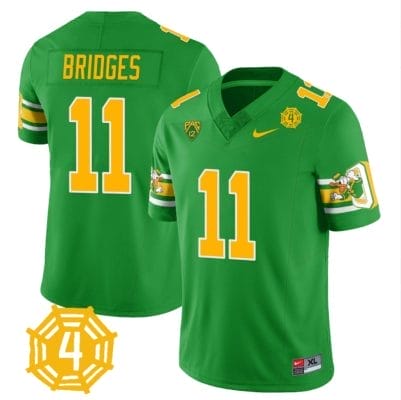 Trikweze Bridges Jersey #11 Oregon Ducks Honor Spencer Webb Patch Football Green