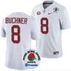Tyler Buchner Jersey #8 Alabama Crimson Tide Rose Bowl Game 2024 Patch College Football Playoff White