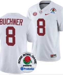 Tyler Buchner Jersey #8 Alabama Crimson Tide Rose Bowl Game 2024 Patch College Football Playoff White