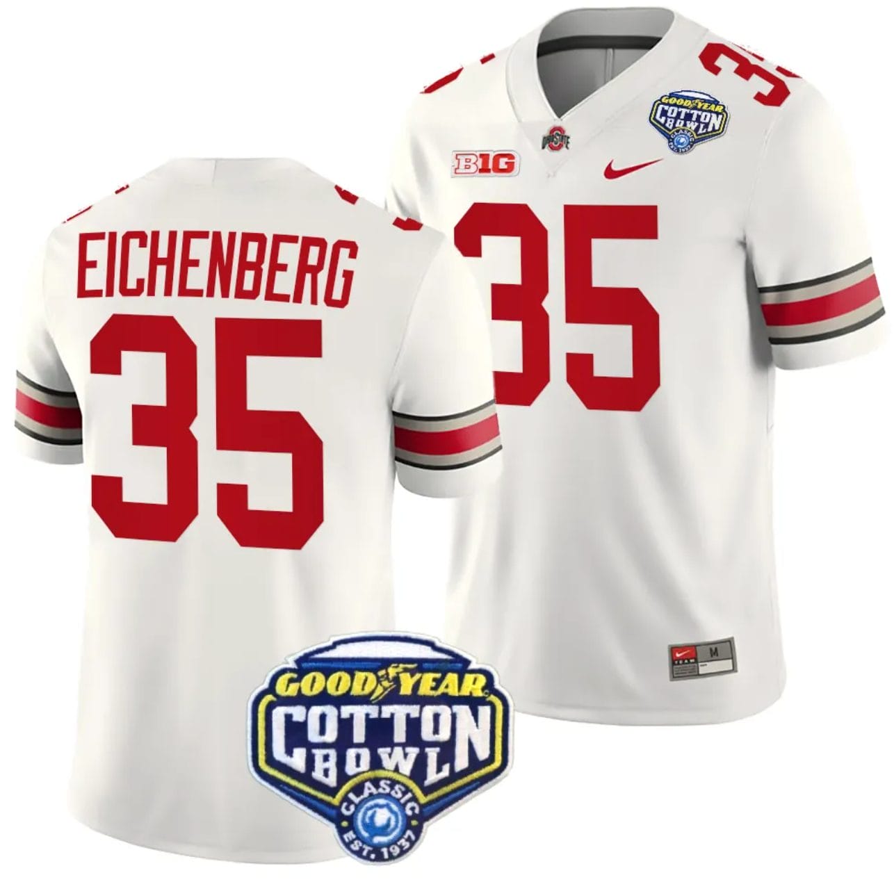 Tommy Eichenberg Jersey #35 Ohio State Buckeyes Cotton Bowl Patch 2023 Football White 1 Tommy Eichenberg Jersey #35 Ohio State Buckeyes Cotton Bowl Patch 2023 Football White