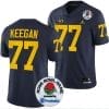 Trevor Keegan Jersey #77 Michigan Wolverines Rose Bowl Game 2024 Patch College Football Playoff Navy