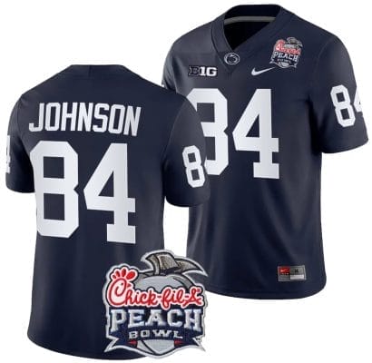 Theo Johnson Jersey #84 Penn State Peach Bowl Patch 2024 College Football Navy
